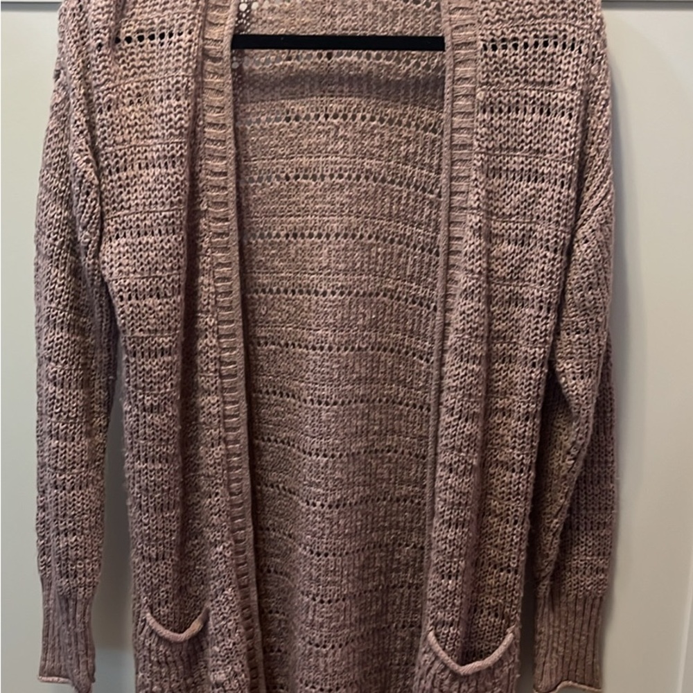 Pink Rose Mauve Open-Front Cardigan